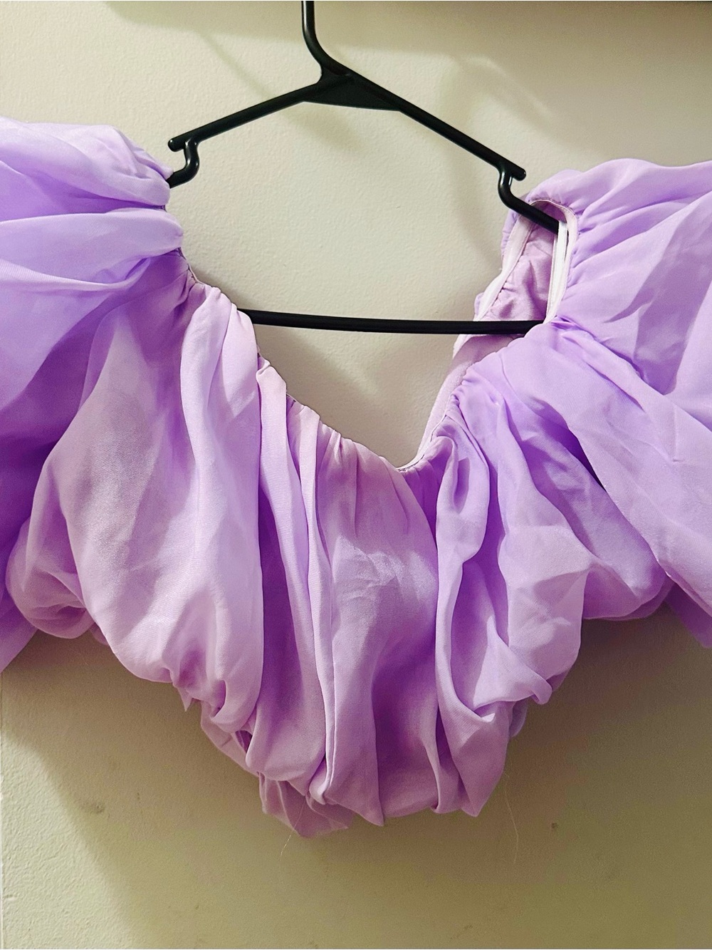 Lavender Off-Shoulder Puff Sleeve Top